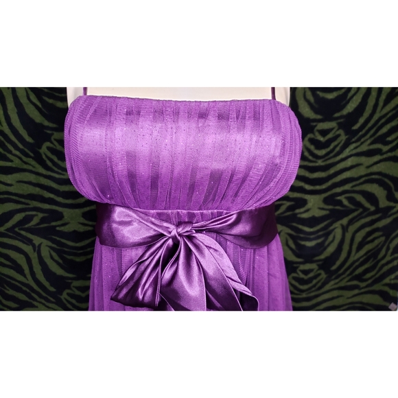 Purple glitter formal mini dress w/ sash - Picture 2 of 9